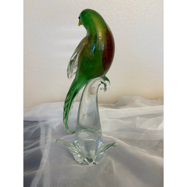 Murano Vintage Stylized Green Budgie Sculpture For Sale In Boise - Image 6 of 6