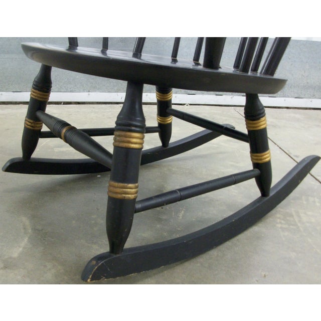 1970's Vintage Black Nichols & Stone Painted Hitchcock Style Rocking