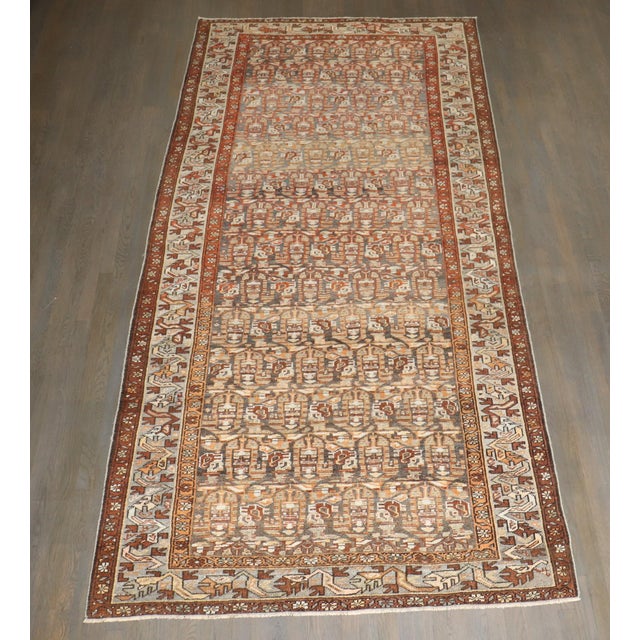 Early 20th Century Brown Malayer Paisley Gallery Runner rug no. j5193 For Sale - Image 5 of 9
