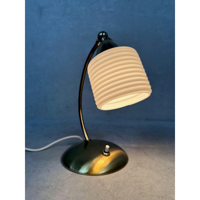 1950s Vintage Brass and Opaline Table Lamp, 1950s For Sale - Image 5 of 10