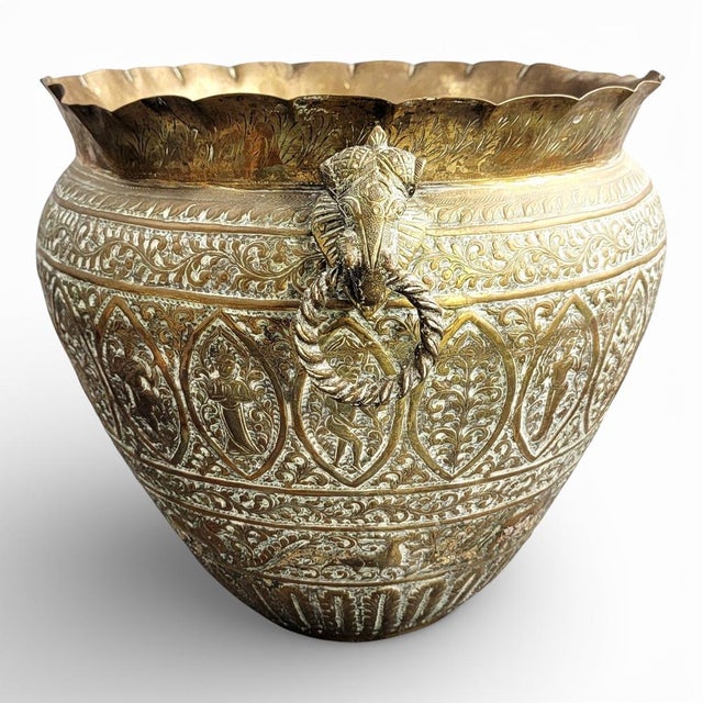 Large Indian Brass Jardinière with Elephant Handles, 1880 For Sale - Image 6 of 18