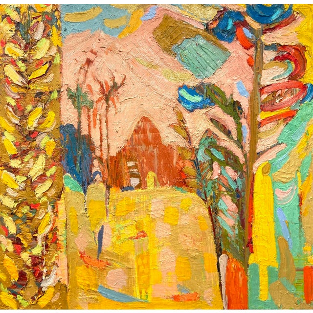 Indian Temple Garden by Paul Wadsworth. Contemporary Abstract Expressionist Oil Painting For Sale