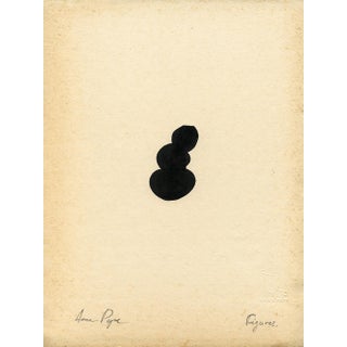 "Figures" Contemporary Minimalist Ink Drawing on Vintage Paper For Sale