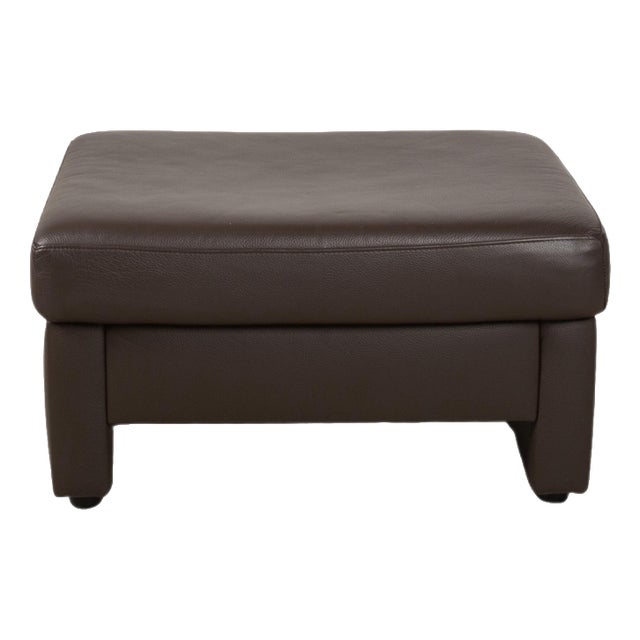 Concept Plus Leather Stool in Brown Grey Mocha Mud by Ewald Schillig For Sale