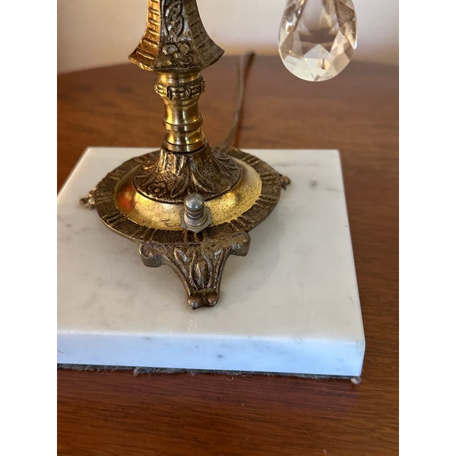 Vintage Spanish Brass & Crystal Candelabra Lamp For Sale - Image 9 of 14