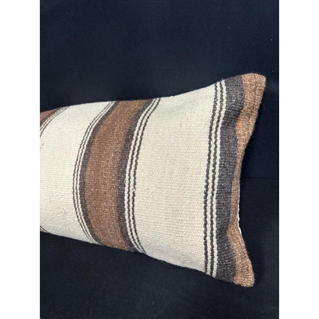 Turkish Hemp Pillow Cushion Natural Beige Brown Cushion Cover 14x40 For Sale - Image 4 of 4