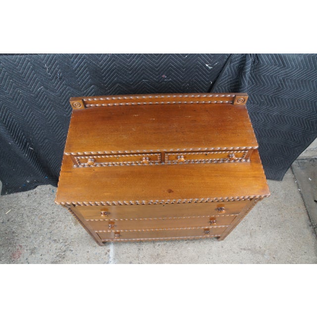 Antique Victorian Arts & Crafts Walnut Stepback Dresser Chest of Drawers For Sale - Image 11 of 12