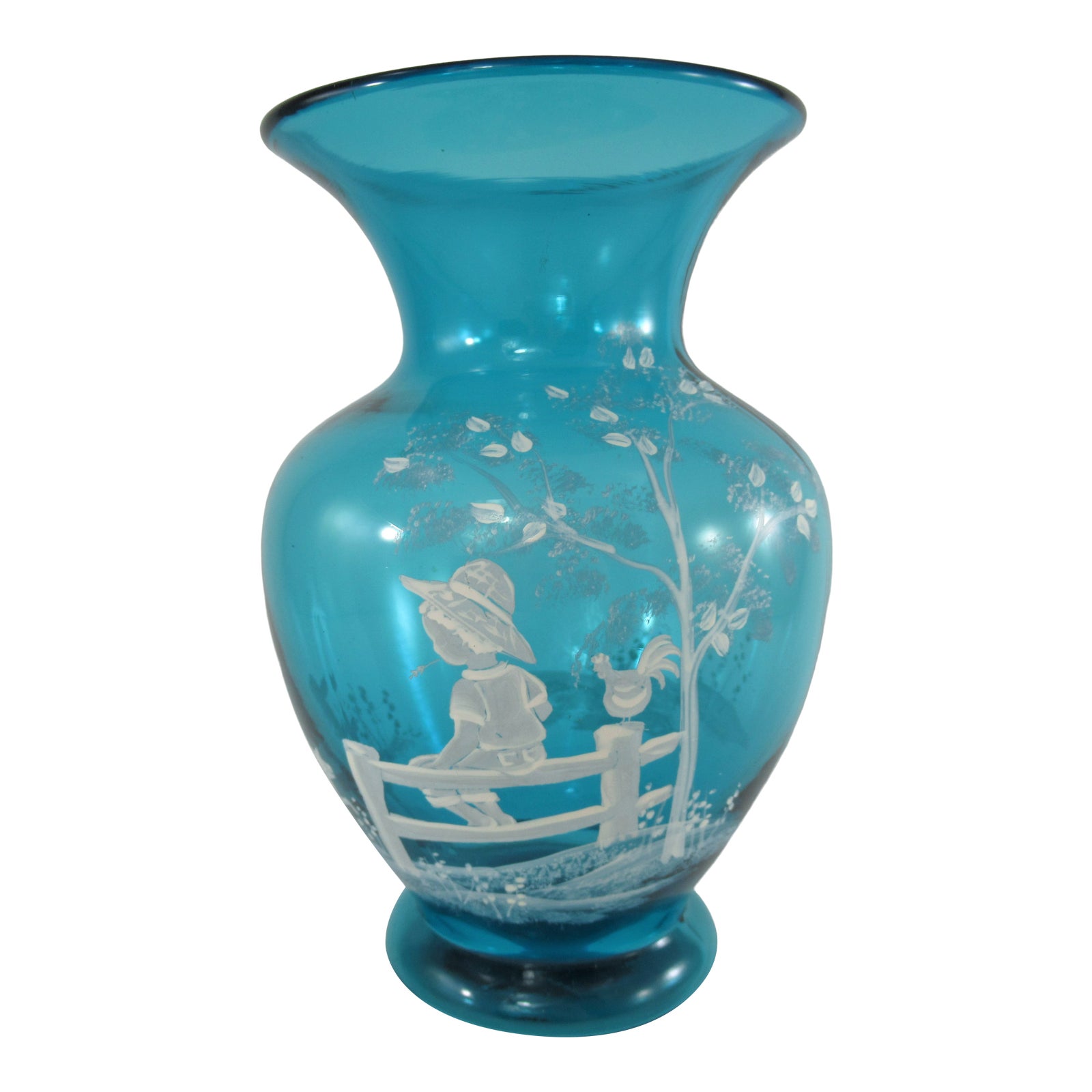 1990s Fenton Art Glass Vase Signed by Nancy Fenton Hand Painted