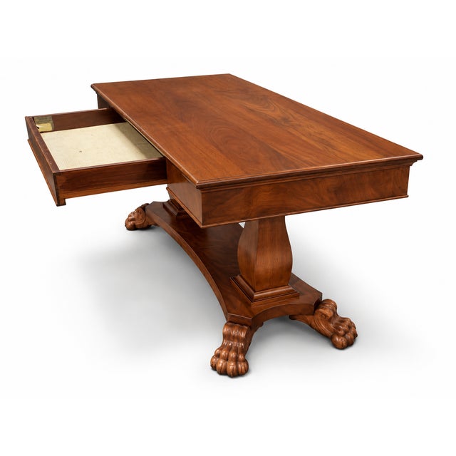 1900 - 1909 Antique Rectangular Wooden Library or Writing Table/Desk For Sale - Image 5 of 7