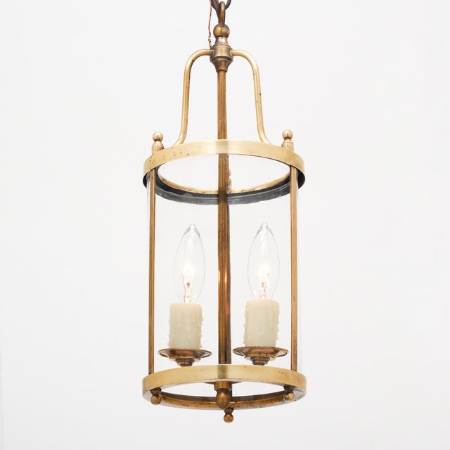 Brass Pair of Petite French Antique Brass Lanterns For Sale - Image 8 of 9