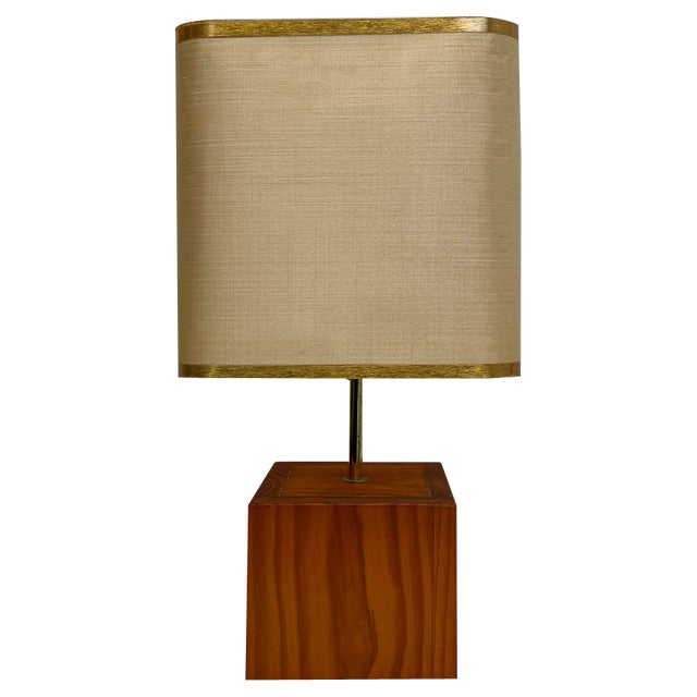 Mid-Century Teak Block Table Lamp Tarogo, Japan, 1980s For Sale