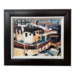 Brian Simons, Two Fishing Boats, Oil on Canvas, Framed