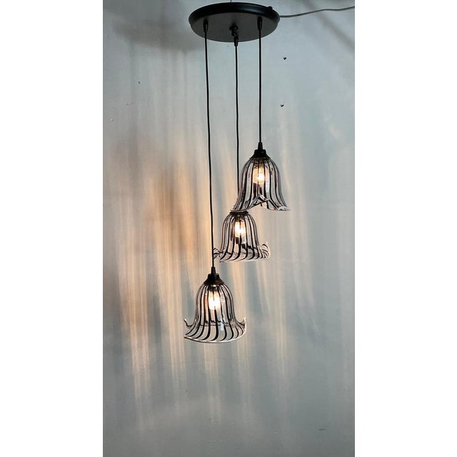 Glass Hanging Lights with Murano Glass Bowls by Gio Ponti, 1980 For Sale - Image 7 of 18