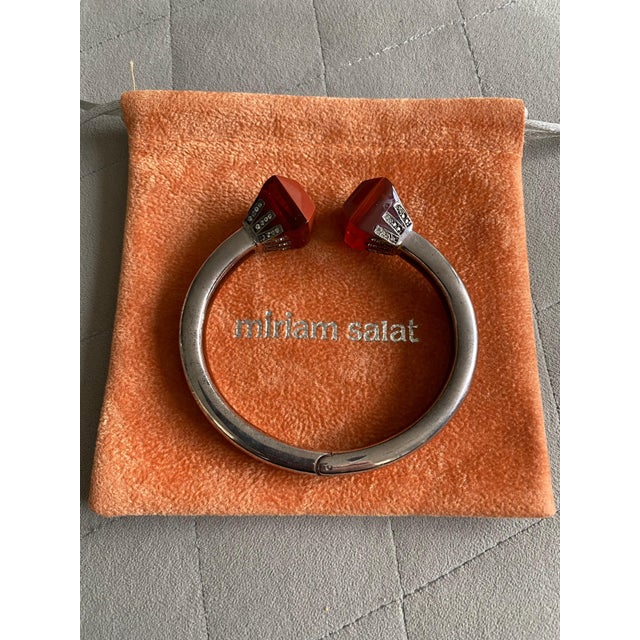 English Miriam Salat Addiction Sterling Silver Wine Bangle with White Topaz For Sale - Image 3 of 8