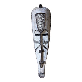 Vintage Large Fang Mask Elongated Face Gabon African Mask 48" H For Sale