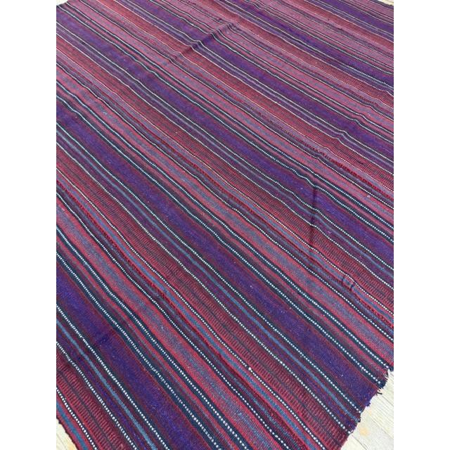 1950s Multicolor Stripe Modern Decorative Flatwoven Turkish Kilim Small Rug For Sale - Image 4 of 4