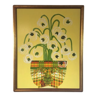 Mixed Media Floral Collage by Judy Henn For Sale