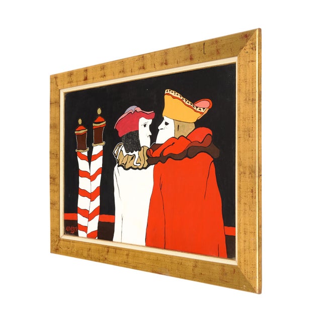 Modern Original Venetian Painting, Gold Frame, by Claire Astheber For Sale - Image 3 of 9