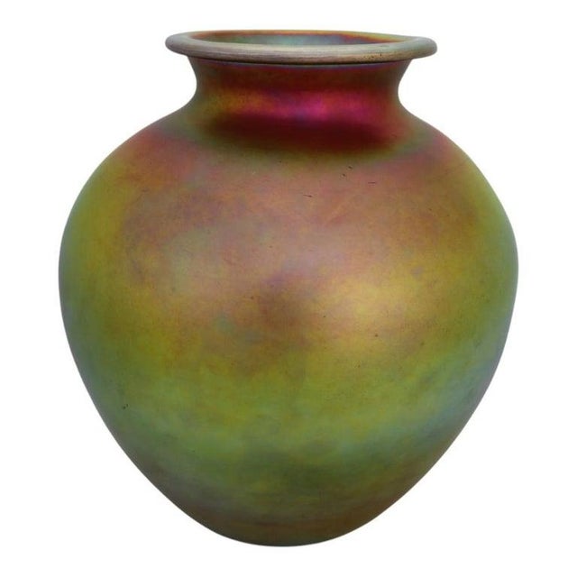 American Oversized Antique Steuben Gold Aurene Bulbous Art Glass Vase, Unsigned, C1920 For Sale - Image 3 of 8