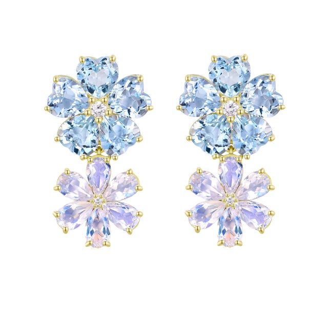 Not Yet Made - Made To Order Nina Zhou 8.48ctw Island Blossoms Aquamarine Moonstone Diamond & Freshwater Pearl Convertible Drop Earrings For Sale - Image 5 of 7