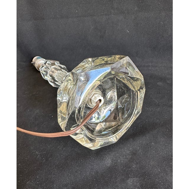 Mid 20th Century Stacked Crystals Leaded Glass Nightstand/Boudoir/Desk Lamp For Sale - Image 9 of 12