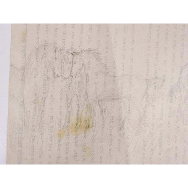 1940's pencil on paper outsider folk artdrawing of a herd of horses by Clarence Floyd Shade (1902-1976) Polson, Montana....