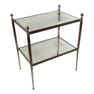 Side Table in Silver-Plated Brass and Eglomise Glass, France, 1950s For Sale
