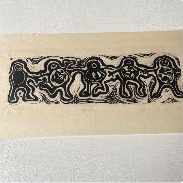 1976 Theodore L. Reller Jr. Signed Woodcut Artist's Proof "Life Dance" Framed Relief Print For Sale - Image 9 of 9