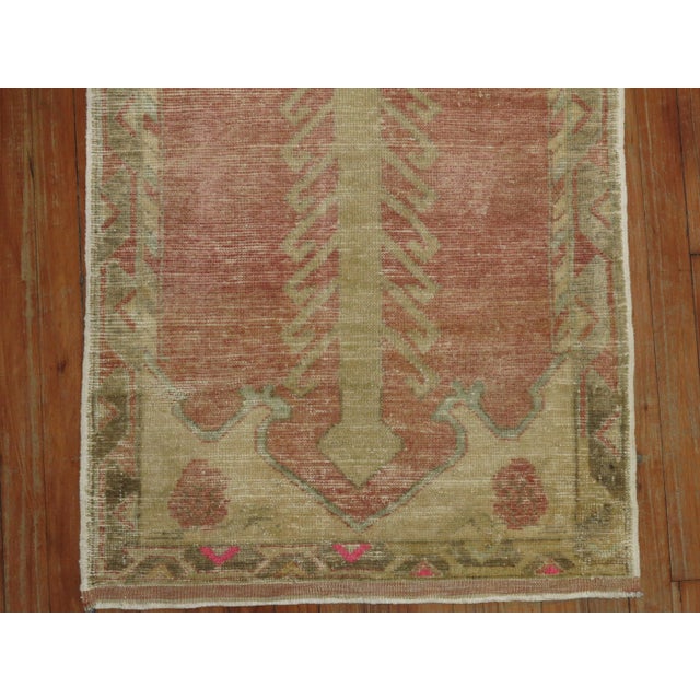 Light Pink Turkish Prayer Niche Throw Rug For Sale In New York - Image 6 of 6