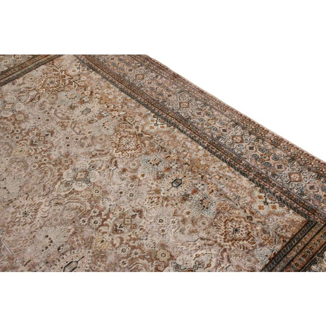 Rug & Kilim’s Modern Classic Style Rug in Beige Brown Floral Pattern For Sale In New York - Image 6 of 7
