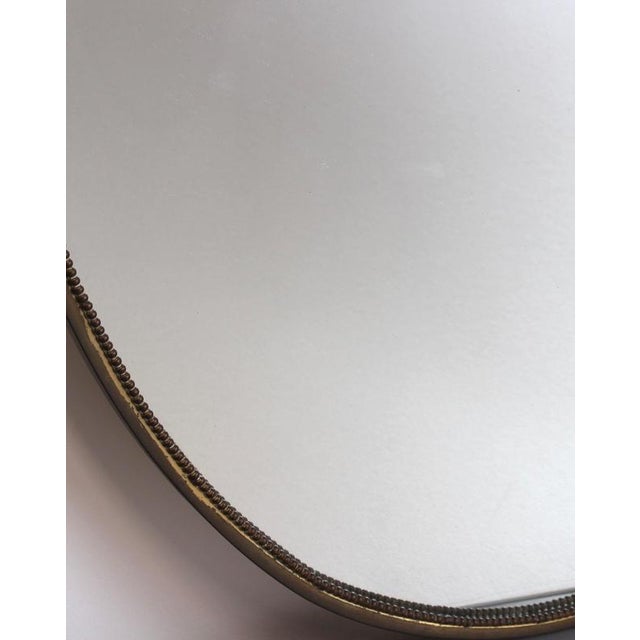Metal Mid-Century Modern Italian Wall Mirror with Beaded Brass Frame by Gio Ponti, 1950s For Sale - Image 7 of 15