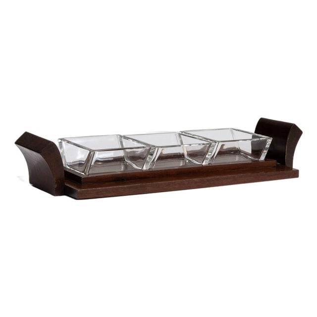 1930s France Art Deco Brown Wood Tray For Sale