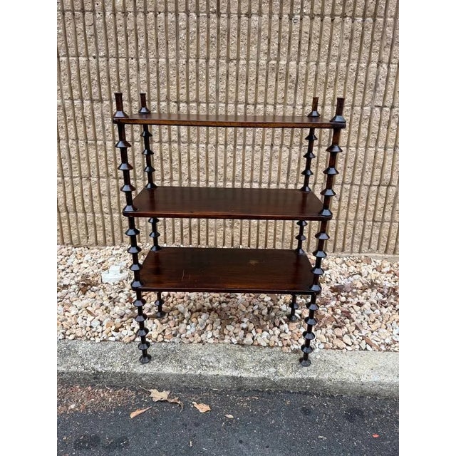 Wood Antique Solid Wood Spindle Three Tier Etagere For Sale - Image 7 of 9