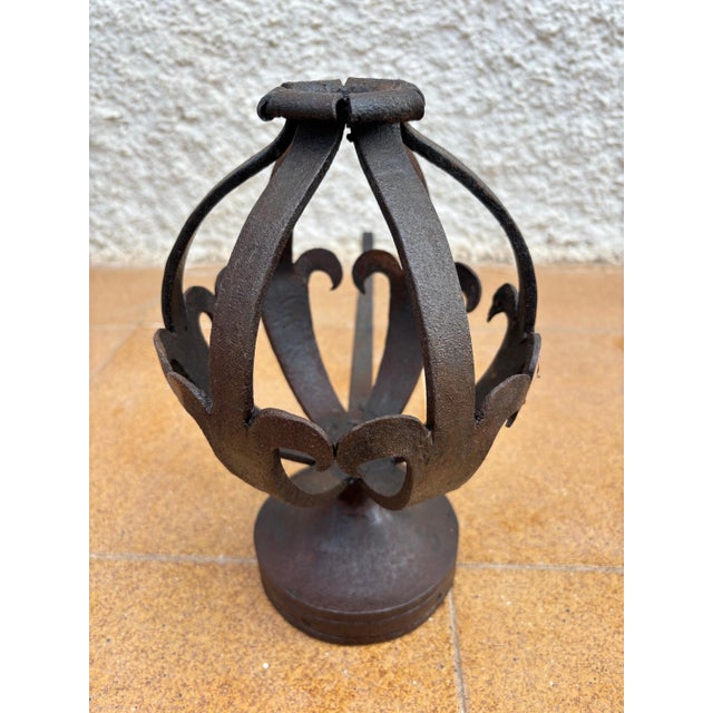 Rustic Pair of Spanish Forged-Iron Basket Andirons, circa 1900 For Sale - Image 3 of 15