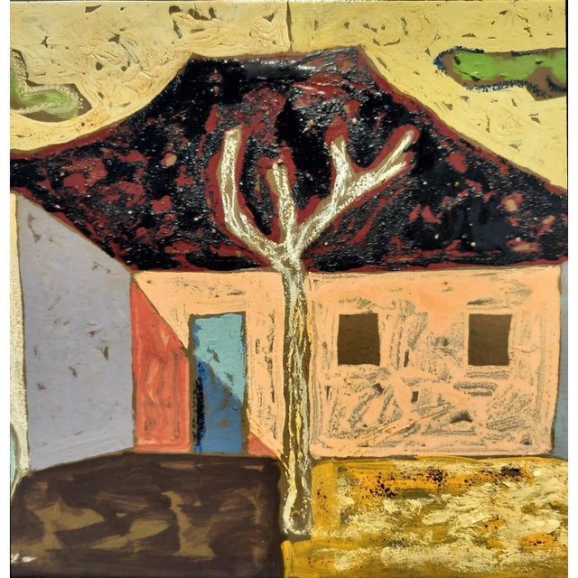 Modern "Santa Fe" Painting of Adobe Homes by Jacques Lamy For Sale - Image 3 of 6