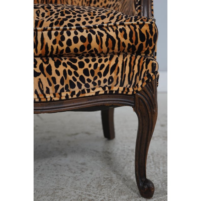 Pair of Cheetah Print Louis XVI Style Bergere Chairs For Sale - Image 11 of 18