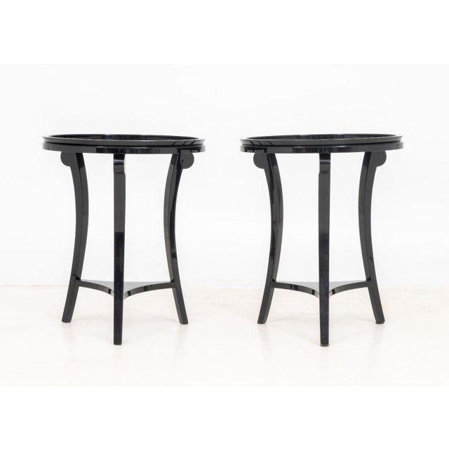 Contemporary Mirrored Black Lacquered Side Tables For Sale In New York - Image 6 of 7