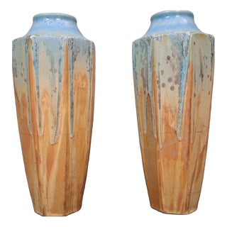 Art Deco Vases in Glazed Ceramic, Set of 2 For Sale