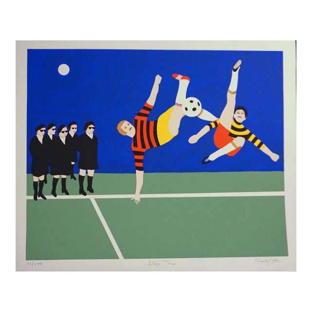 1980s Mark Sabin Stop Time Hand Signed & Numbered Soccer Art For Sale