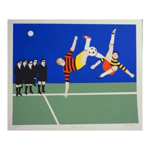 1980s Mark Sabin Stop Time Hand Signed & Numbered Soccer Art