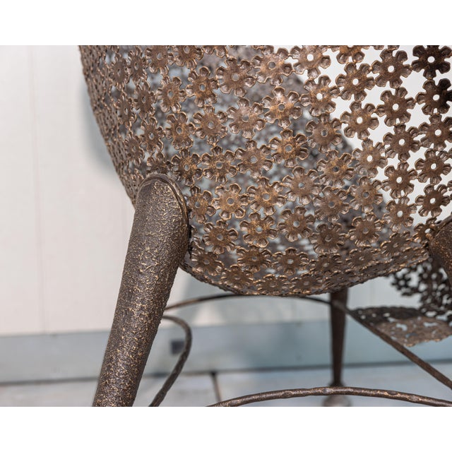 Raymond Moralès Attributed Fauteuil À Corbeille Sculptural Bronzed Steel Lounge Chair, 1990s For Sale - Image 13 of 16