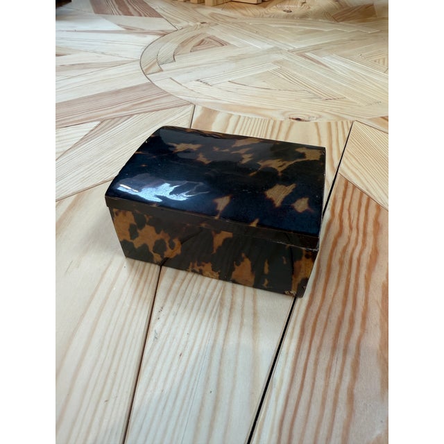 Faux Tortoiseshell Wood Box With Domed Lid For Sale - Image 4 of 6
