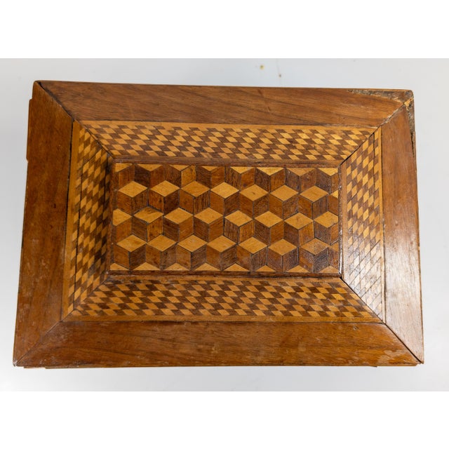 19th Century American Folk Art Marquetry Casket Box For Sale - Image 4 of 17