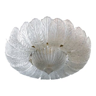 1960s Clear Graniglia Murano Leaves Flush Mount For Sale