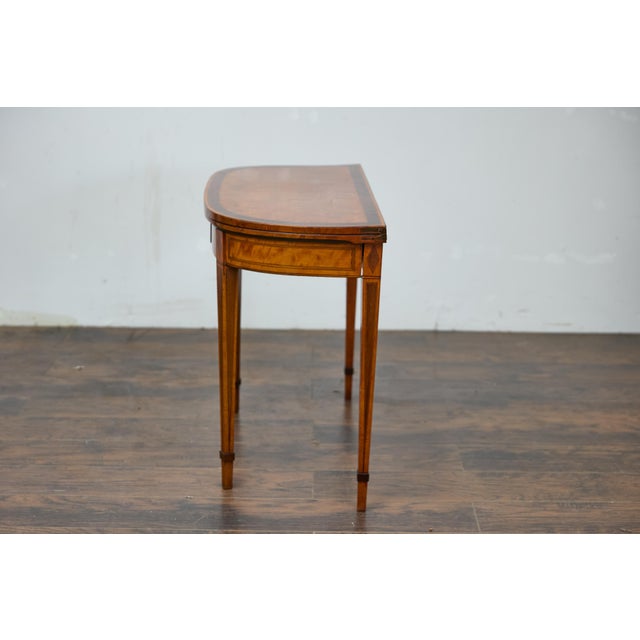 English 19th Century Neoclassical Demi-Lune Game Table with Inlaid Apron For Sale - Image 4 of 12