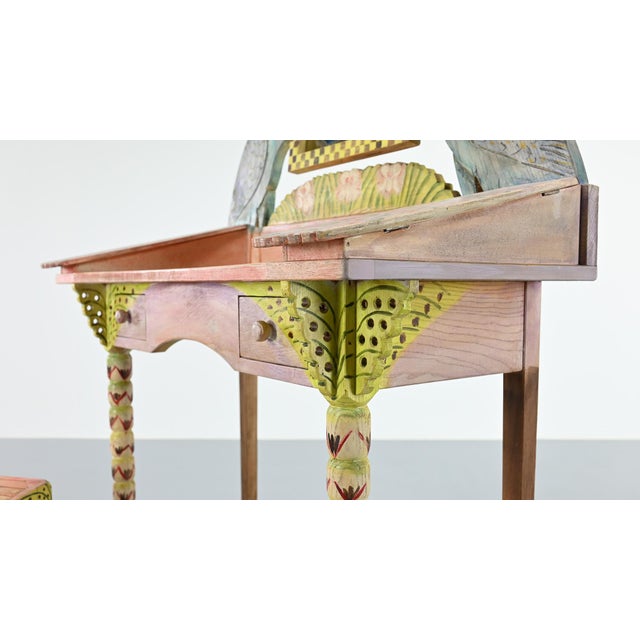 Vintage French Peacock Dressing Table by Gérard Rigot, 1992 For Sale - Image 12 of 18