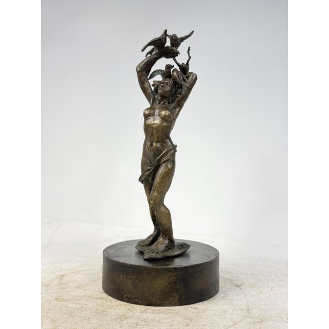Female Figure with Flocks of Birds, 1920s-1940s, Bronze For Sale - Image 17 of 17