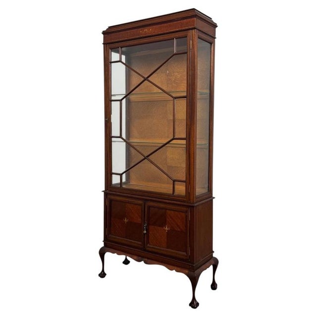 Antique Early 20th Century Mahogany Display Cabinet Vitrine For Sale - Image 11 of 11