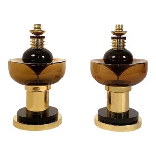 Pair of Mid-Century Modern Murano Glass Lamps 80s For Sale