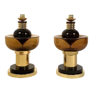 Pair of Mid-Century Modern Murano Glass Lamps 80s